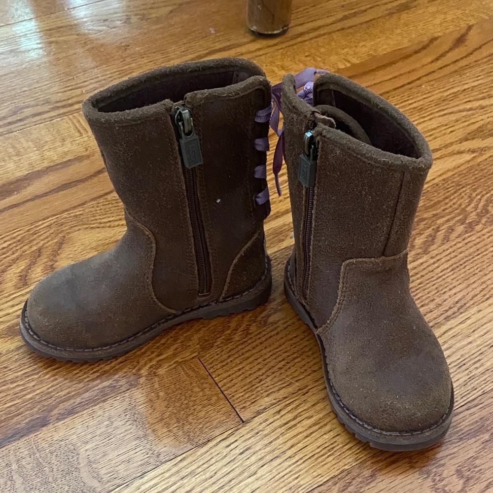 UGG Brown Kids Boots with Purple Accents